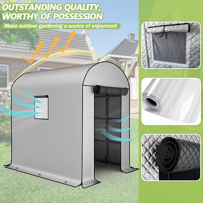 Greenhouses for Outdoors - 90.5'' × 50.8'' × 89.3'' Walk in Plant GreenhousesDouble-Layer Covering - PVC Film and Cotton Film Suitable for All Seasons