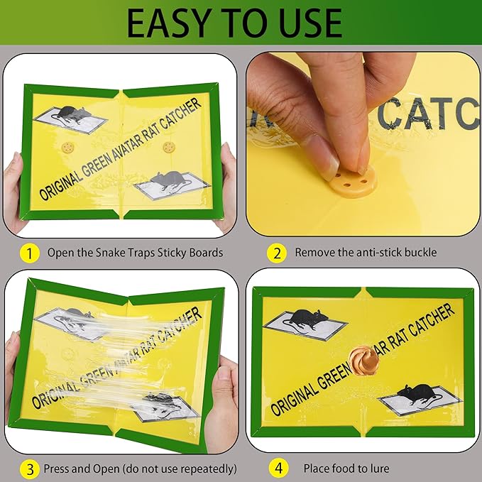 8 Pack Jumbo Sticky Snake Traps Super Sticky Glue Trap for Snakes Mice Rats Cockroaches Spiders Large Snake Glue Trap Control Outdoor Home Garden Yard Farm Rat Glue Board Easy to Set 11.5 x16.6