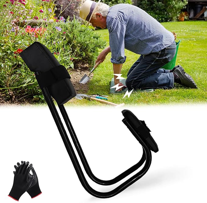 Knee Seat for GardeningStrap on Kneeling Device for GardenErgonomic Gardening SeatGarden Work Seat for Farm WorkGardeners Tool Seats for Protect KneesSuper Cozy &amp Improve Efficiency (Black-1)