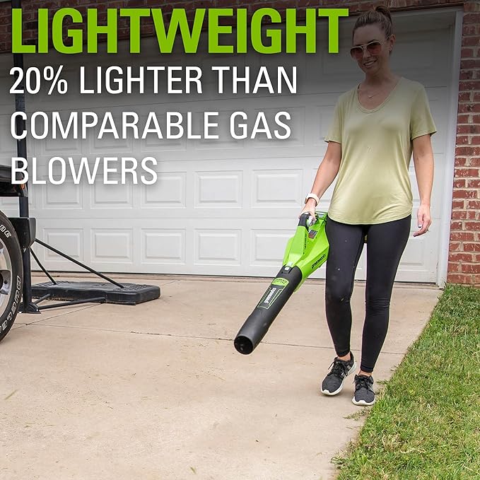 Greenworks 40V (120 MPH / 450 CFM / 75+ Compatible Tools) Cordless Axial Leaf Blower 4.0Ah Battery and Charger Included