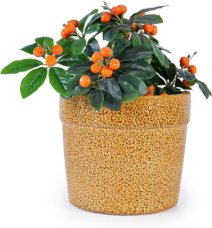 Handmade Ceramic Planter Set of 3 15129 Inch Diameter Earth Tone Speckled Glaze for Orchids Indoor Plants Windowsill Bookshelf Use Breathable Clay