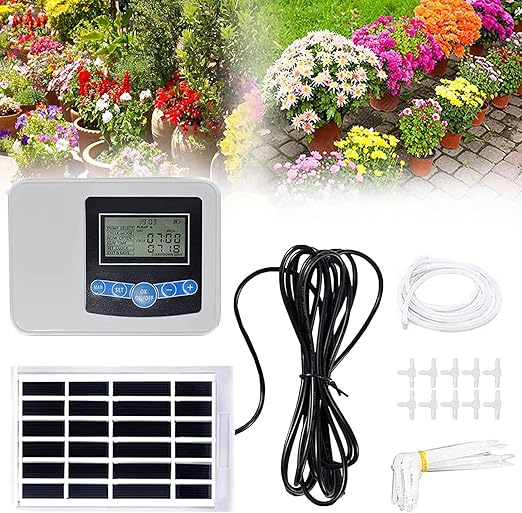 Automatic Irrigation System Plant Self Watering System Automatic Drip Irrigation Kit Watering 0-9999s Cycle 1-999h Pump Flow 850ml/Min Gift for Gardening Lovers
