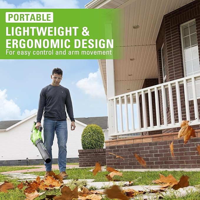 Greenworks 40V (160 MPH / 700 CFM) Cordless Brushless Axial Leaf Blower 8.0Ah Battery and Charger Included