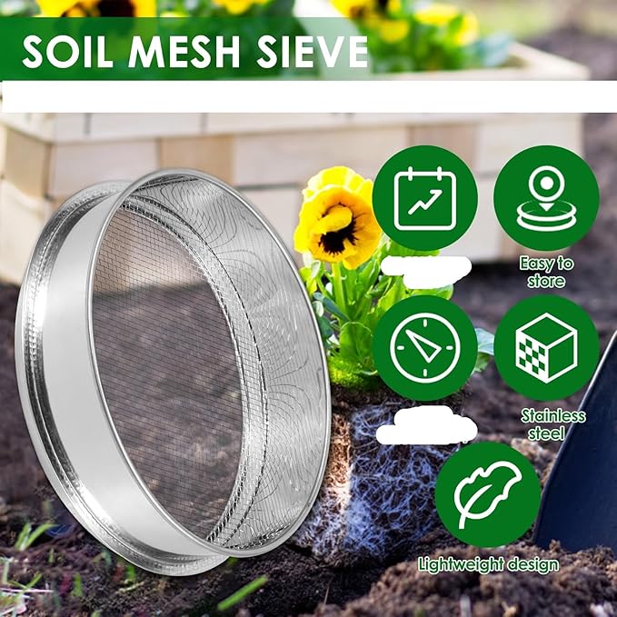 Stainless Steel Soil Sieve 3 Pcs Soil Sieve Stainless Steel Garden Stackable Sifter Set Reusable Compost Stone Mesh