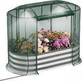 Raised Garden Bed with Self-Watering System 4x2x1 ft Elevated Planter Boxes Outdoor with Mesh Cover Oval Galvanized Raised Beds for GardeningVegetablesFlowers Backyard Patio