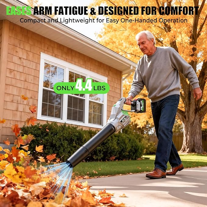 AirPlus Leaf Blower Cordless Rotated 180° Electric Leaf Blower with 2 x 4.5Ah Batteries &amp Fast Charger Lightweight Battery Leaf Blower for Lawn Care Garage Patio