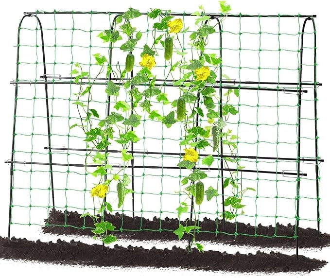 Garden Cucumber Trellis for Climbing Plants Outdoor 65 x 48 inch U-Shaped Garden Arch Trellis Pea Tomato Cucumber for Raised Bed 120x160-BLK