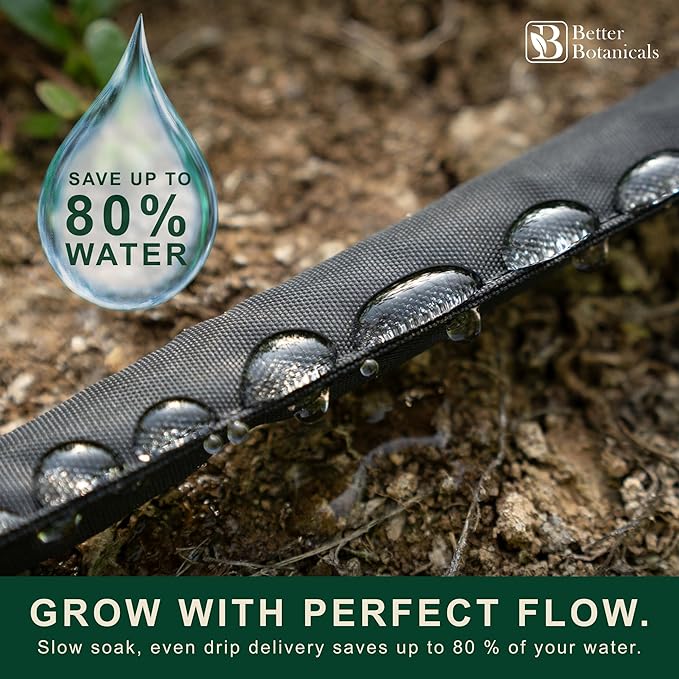 100 FT Flat Soaker Hose (2 × 50 FT) – Connectable Drip Irrigation Soaker Hose for Garden Beds Trees &amp Landscaping – Includes Stakes &amp Storage Straps