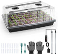 60-Cell Seed Starter Tray with Grow Light Seedling Starter Trays with 4.08 Humidity Dome Self-Watering Plant Germination TraysSeed Starter Kit for Seeds Growing (Black)