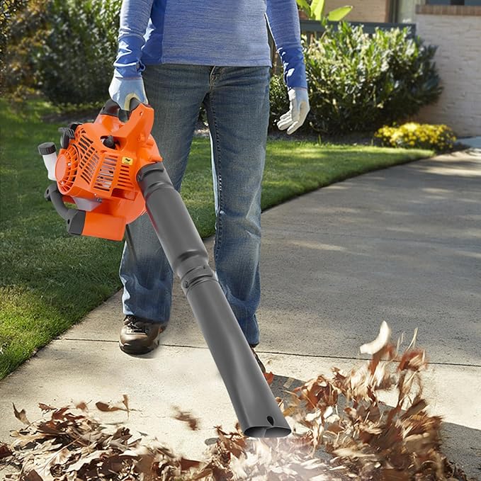 25.4CC 2 Stroke Handheld Leaf BlowerGas Powered Leaf Blower Snow Blower for Lawn CarePoerful Leaf Blowers with 27.95in Adjustable Pipe for Garden Patio