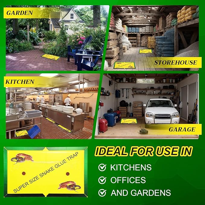 4 Pack Large Snake Glue Traps 13 x 20 Snake Rat Sticky Pad with Enhanced Stickiness Sticky Glue Trap for Snakes Mice House Indoor Outdoor