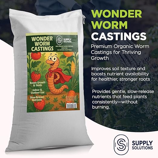 Supply Solutions | Wonder Worm Castings - Premium Organic Earthworm Compost Fertilizer for Indoor &amp Outdoor Plants Houseplants Vegetables Fruit Trees &amp Garden Soil Enrichment (40 Pounds)