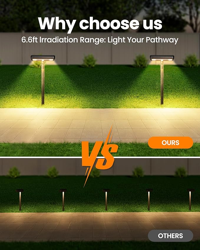 Solar Walkway Lights Outdoor 92 LEDs Motion Sensor Outdoor Lights600Lumen Brighter Solar Pathway Light with Adjustable Angle for Garden Yard Walkway(Warm White 2 Pack)