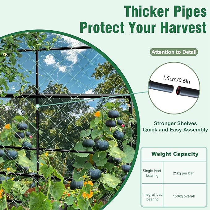 unho Garden Trellis Arch 87in Extra Tall Polyethylene-Coated Stainless Steel Garden Trellis for Climbing Plants Outdoor Garden Trellis Arch for Cucumber Trellis