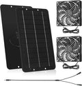 Riakrum Solar Powered Fan Solar Panel Dual Fans Kit 10w 12v Exhaust Fan Outdoor Waterproof for Greenhouse Chicken Coop Pet House Sheds Window(1 Set)