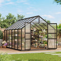 8x12 FT Polycarbonate GreenhouseLarge Walk-in SturdyOutdoor Aluminum Frame Greenhouse with Roof Vent Lockable Push Doorfor Garden Backyard Patio &amp Lawn(Black)