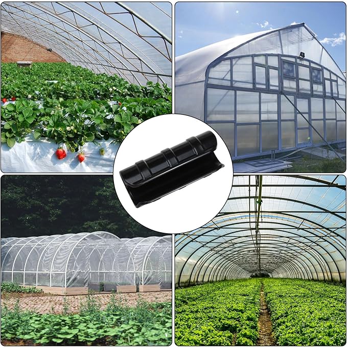 80PCS 3/4 inch Greenhouse Clips Black Greenhouse Clamps Black Plastic Clamps Garden Buildings Tube Clips for PVC Pipe Greenhouse Films Sunshade Nets Shelters Farming Gardening