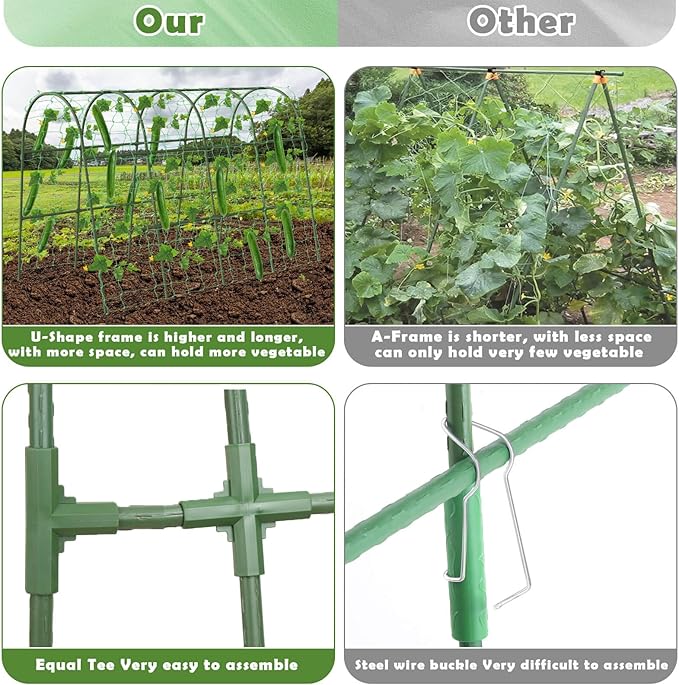 Cucumber Trellis for Raised Bed Large Size Garden Arch Trellis for Climbing Plants Outdoor Metal Garden Trellis for Spring Vegetables Cucumber Trelli for Tomato Bean Pea Grape Plant