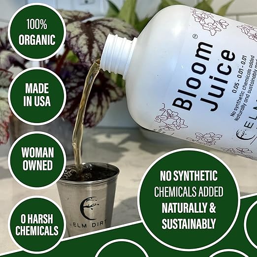 Elm Dirt 100% Organic Worm Castings &amp Bloom Juice for All Flowering Plants - Bloom Booster Fertilizer Earthworm Casting | Organic Plant Food for Houseplants Vegetables Flowers &amp Gardens Fert
