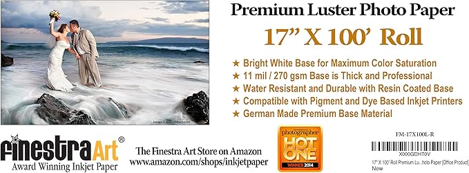 17 X 100' Premium Luster Inkjet Photo Paper - Roll