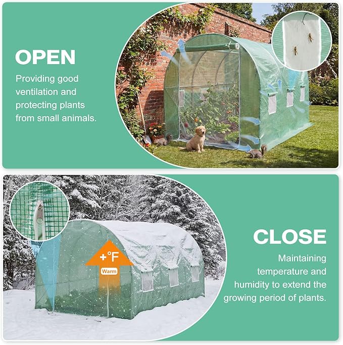 BPS Greenhouse Replacement Cover 10' x 7' x 7' Large Walk in Tunnel Outdoor Plant Gardening Greenhouse Spare Parts Cover (Only Cover)