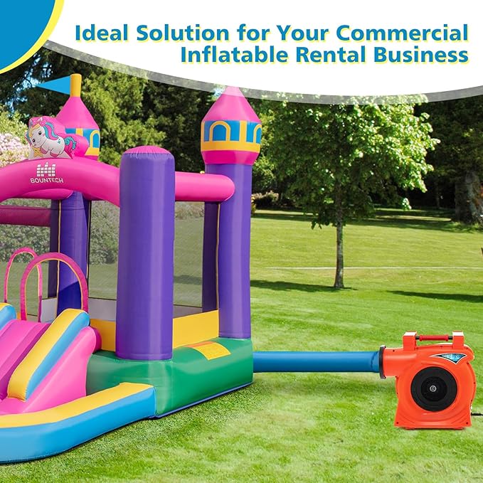 HONEY JOY Commercial Air Blower 2HP/1500W High Power Bounce House Blower Integrated Handle Air Blower for Large Outdoor Inflatables Air Sofas Electric Pump Fan for Bouncy Castle (2HP/1500W)