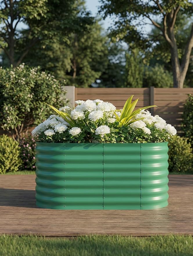 Raised Garden Bed 2-Pack Galvanized Steel Garden Beds Outdoor for Vegetables 4x2x2ft Metal Planter Box for Flowers Large Elevated Garden Bed with Open Bottom Green