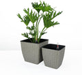2 Pack Self Watering Planter Hand Woven Wicker Thin Square