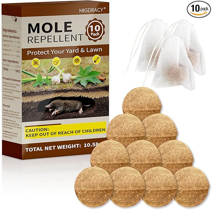 Powerful Mole &amp Vole Repellent Balls for Yard