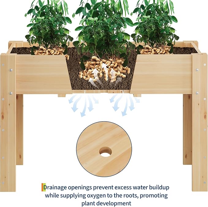 4x2.5x1.8 Ft Elevated Garden Bed with Legs &amp Hooks - 47x30x22 Inch Ergonomic Height Raised Planter Box for Vegetables &amp Herbs - Large Outdoor Patio Planter with Stand &amp Liner