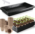 Vesici 220 Pcs Seed Starter Tray Kit Include 180 Peat Pots with Drainage Holes 10 Plastic Growing Trays Plant Germination Trays for Seedling 30 Plant Labels for Greenhouse Seedling