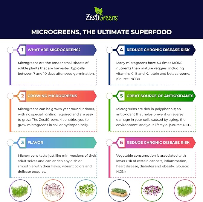 ZESTIGREENS Self Watering Microgreens Growing Kit. Hands Down The Easiest Way to Grow Microgreens. Includes Tray Seeds Mats and Bamboo Surround. Great Gift for Gardeners