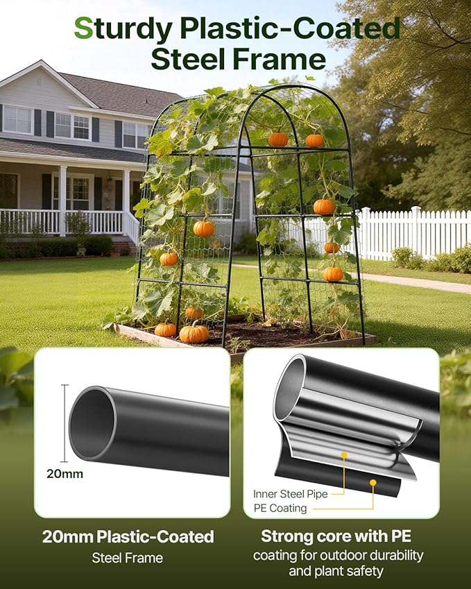 Suteck Garden Arch Trellis 7.5FT Tall – Garden Trellis for Climbing Plants Outdoor Arch Trellis for Vegetables Roses &amp Vines Easy Assembly for Backyard Pathway &amp Patio