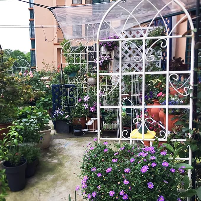 2 Pack Metal Garden Trellis 71 x 19.7 Rust-Resistant Trellis for Climbing Plants Outdoor Flower Support Cream White
