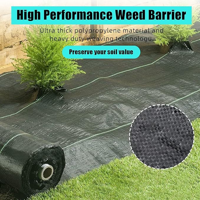 6.5x300FT Weed Barrier Fabric - 3.2oz Weed Barrier Fabric Heavy DutyGarden Fabric Weed Barrier UV Resistant Ground Cover for Garden Beds Driveways LandscapingWeed Control Mat