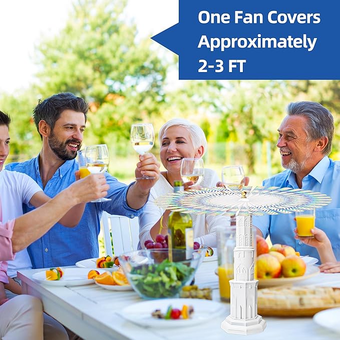 4pcs Fly Fans for Tables Repellent Fan to Keep Flies Away Portable Deterrent Spinner for Picnic Restaurant Party Home BBQ (White)