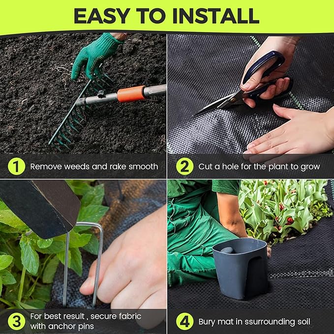 Weed Barrier Fabric Landscape Driveway Fabric Heavy Duty Garden 3ft x 50ft Landscaping Fabric Outdoor Weed Mat Weed Control Gardening Mat Geotextile Fabric
