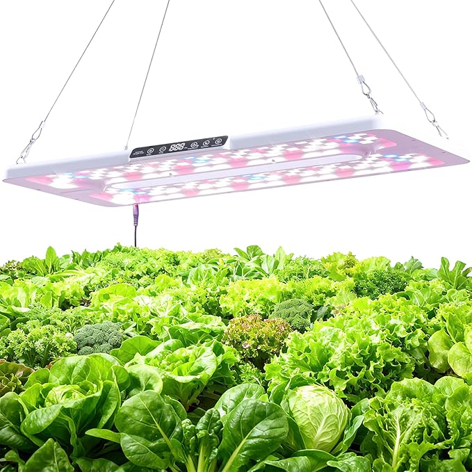 22 x 10 Grow Lights for Indoor Plants and Vegetables Full Spectrum LED Growing Lamp for Indoor Garden Greenhouse - Features Two Smart Light Mode 12~23H Timer - 1 Pack (1 Pack White)