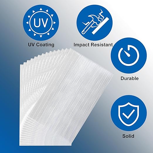 20 Pcs 2' x 4' x 0.15'' Polycarbonate Greenhouse Panels Twin-Wall Roof Panels Waterproof UV Protected Corrugated Plastic for Greenhouse Plant Stand Roof (20)