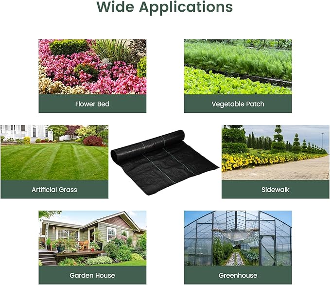 Weed Barrier Fabric 2.4OZ 6x300FT Weed Barrier Landscape Fabric Garden Fabric Weed Barrier for Flower BedDrivewayGarden and GreenhouseBlack6x300FT2.4OZ