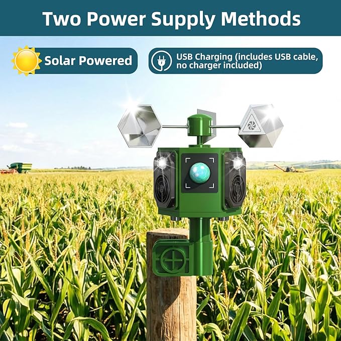 2026 New Solar Ultrasonic Bird Repeller Outdoor2 Pack 360° Reflective Bird Deterrents for Outside Pigeon Woodpecker Deterrent for HouseBirds Scare Devices Animal Repellent Outdoor for Garden Farm