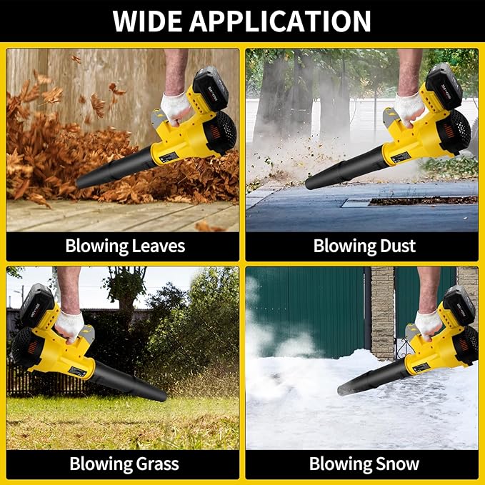 Leaf Blower Cordless 6 Speed Levels Electric Leaf Blower with 2 x 4.0Ah Batteries and Charger 580CFM &amp 160MPH 4.3 lbs Lightweight for Lawn Care Yard Garage Blowing Leaves Dust or Snow
