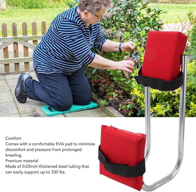 Knee Seat for Gardening Anti Numbness Portable Strap on Kneeling Device with EVA Pad Labor Saving High Load Bearing Ergonomic Kneeling Seat Leg Brace for Fishing Floor Cleaning (Red)