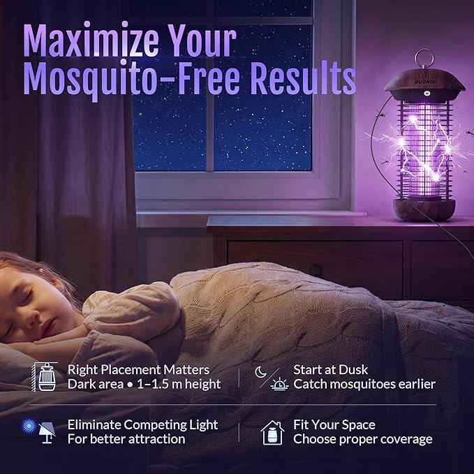 Bug Zapper Indoor Outdoor Electric Mosquito Zapper 4200V USB Powered Plug-in Works with Adapter or Power Bank No Built-in Battery 365-395nm LED Bug Light ABS Shell for Home Patio Camping