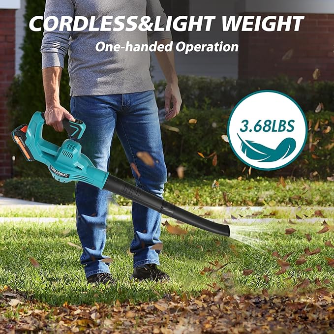 ALSO GO 20V Leaf Blower Cordless Electric Leaf Blowers with 2.0Ah Battery and Charger 480 CFM 160 MPH Battery Powered Leaf Blower Handheld Lightweight Blower for Lawn Patio Sidewalk Cleaning