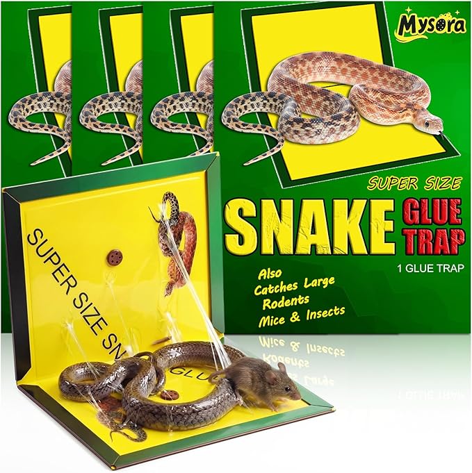 4 Pack Large Snake Glue Traps 13 x 20 Snake Rat Sticky Pad with Enhanced Stickiness Sticky Glue Trap for Snakes Mice House Indoor Outdoor