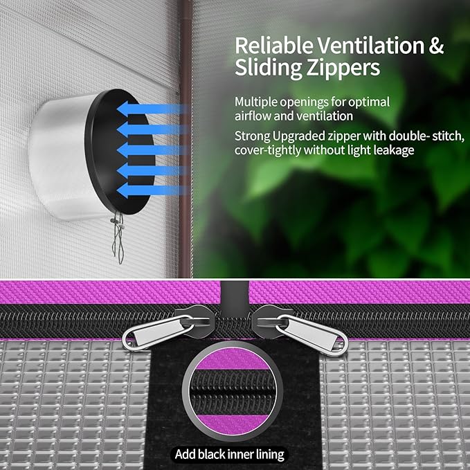 ATOUR Small Grow Tent 24x16x24'' High Reflective Mylar 1680D Hydroponic Grow Tents Waterproof Grow Tent with Double Cleart Observation Door and Floor Tray for Indoor Plant Growing