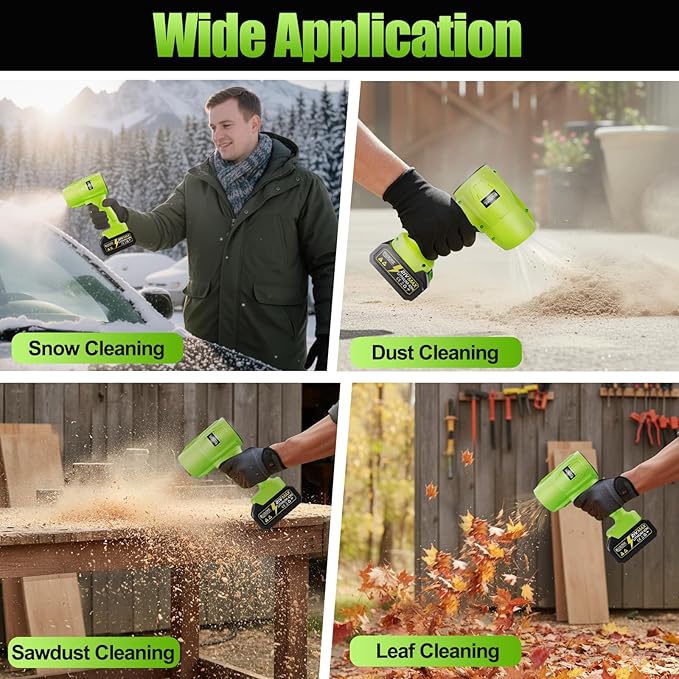 Cordless Snow Blower Electric Cordless Leaf Blower with 2x4.0Ah Batteries and ChargerLightweight Handheld Snow Blower Small Leaf Blowers for Car Dryer Snow Lawn Patio Garden Dust Cleaner
