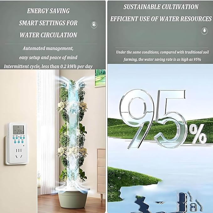 Hydroponics Growing System Kit Vertical Garden Planter with Grow Lamp Adjustable Hydroponic Garden Hydroponics Growing Tower Herbs &amp Vegetables Smart Home Indoor Gardening System7 Layer