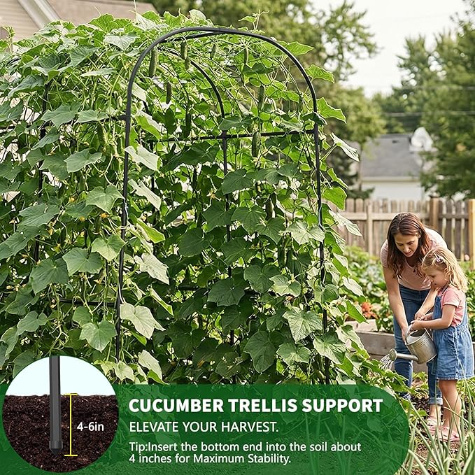 Tall Garden Arch Trellis for Climbing Plants 83in Tall Metal Plant Support Trellis Archway for Climbing Plant Vegetables Cucumber Outdoor Yard Lawn Garden Arch Tunnel Trellis